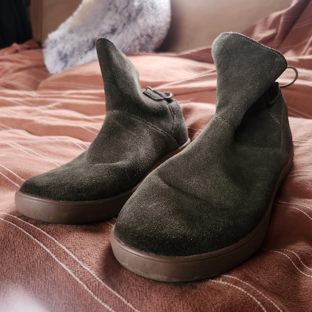 UGG Olive Green Suede Slip-On Boots